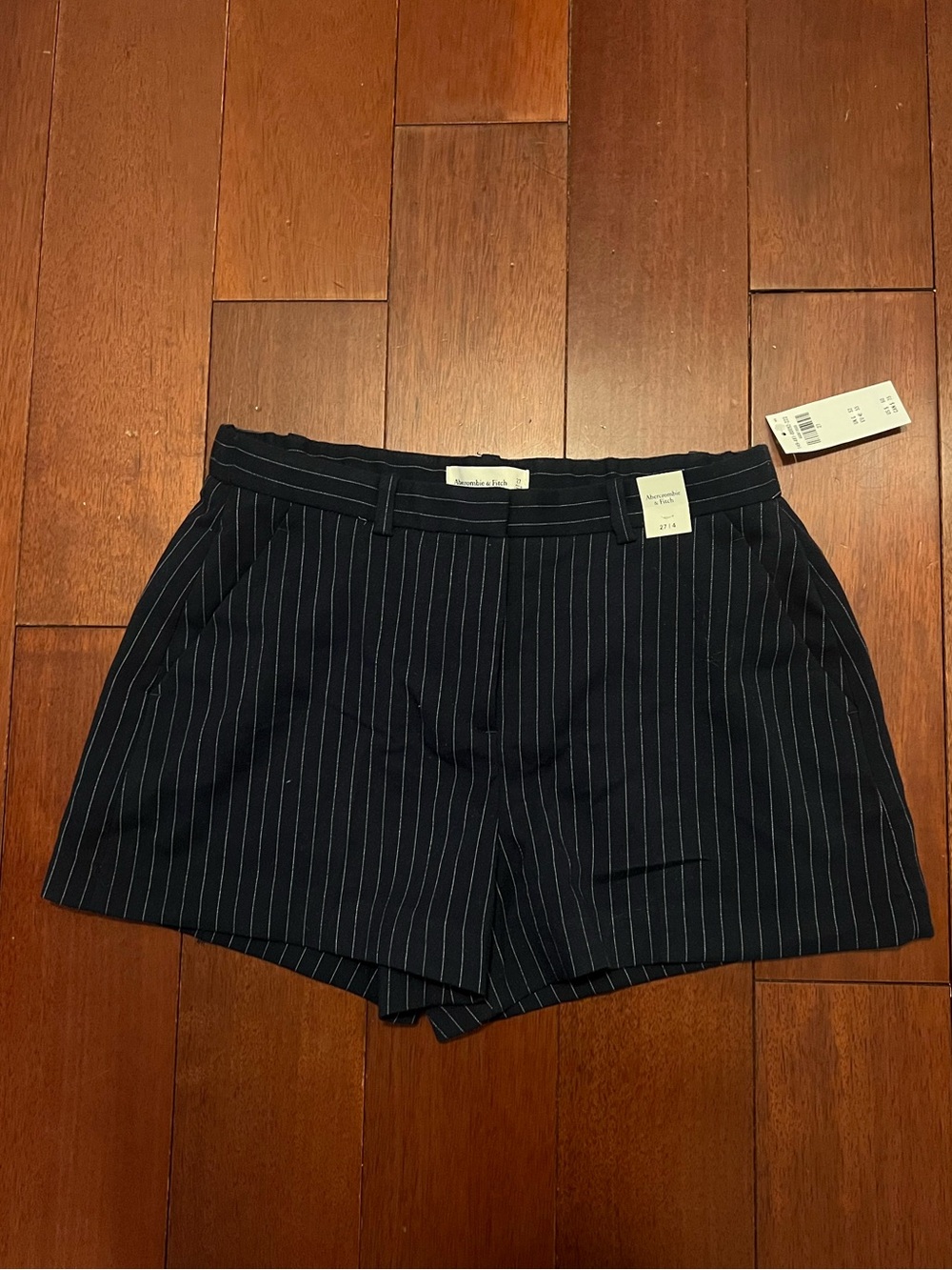 Abercrombie & Fitch Navy Pinstripe Tailored Shorts
